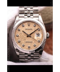 Rolex Datejust 36MM Cal.3135 Movement Swiss Replica Watch in 904L Steel Champange Computer Dial 