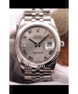 Rolex Datejust 36MM Cal.3135 Movement Swiss Replica Watch in 904L Steel Grey Dial 