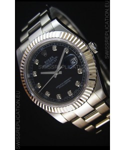 Rolex Datejust Japanese Replica Watch - Black Dial in 41MM with Oyster Strap