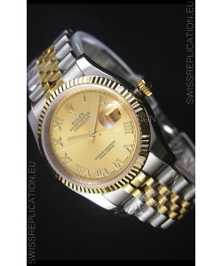 Rolex Datejust Replica Japanese Watch - Two Tone Plating with Gold Dial in 36MM Casing