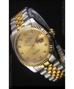 Rolex Datejust Replica Japanese Watch - Two Tone Plating with Gold Dial in 36MM Casing