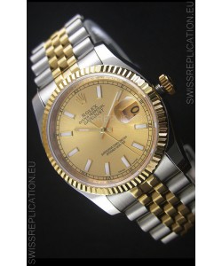 Rolex Datejust Replica Japanese Watch - Two Tone Plating with Gold Dial in 36MM Casing