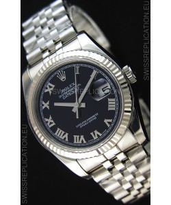 Rolex Datejust Japanese Replica Watch - Black Dial in 36MM with Jubilee Strap