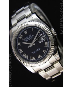 Rolex Datejust Japanese Replica Watch - Black Dial in 36MM with Oyster Strap