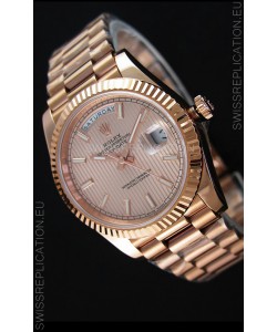 Rolex Day Date Japanese Replica Watch - Rose Gold Casing in Gold Dial 40MM