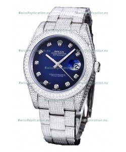 Rolex Datejust 41MM Swiss Replica - Iced Out Edition in Blue Dial 