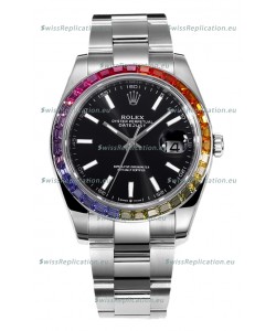 Rolex Datejust 41MM Swiss Replica Watch - 904L Steel in Black Dial 