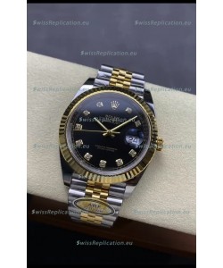 Rolex Datejust M126333 41MM ETA3235 72 Hours Power Black Diamonds Dial Jubilee 1:1 Mirror Replica Yellow Gold 904L Steel