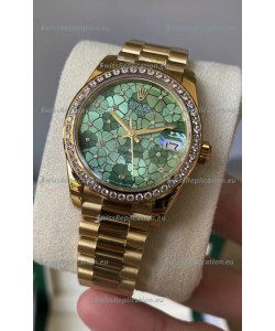 Rolex Datejust M278248 31MM Swiss Replica in Gold - Green Motif Dial 1:1 Mirror Quality