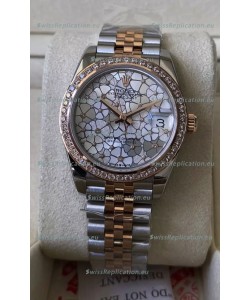 Rolex Datejust M278381RBR 31MM Swiss Replica Two Tone Rose Gold - Floral Motif Dial 1:1 Mirror Quality