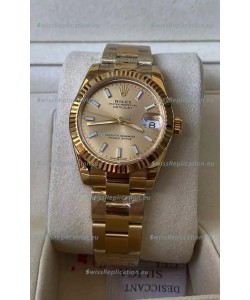 Rolex Datejust 278278 31MM Swiss Replica in 904L Steel Yellow Gold Casing in Stick Markers 1:1 Mirror Quality 