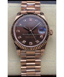 Rolex Datejust 31MM Swiss Watch in 904L Steel Rose Gold Chocolate Dial 1:1 Mirror Replica