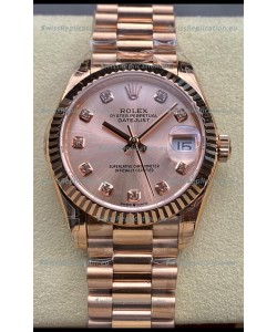 Rolex Datejust 31MM Swiss Watch in 904L Steel Rose Gold Dial 1:1 Mirror Replica