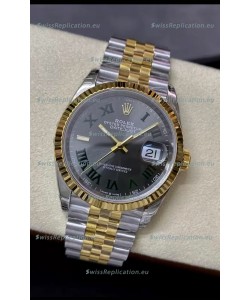 Rolex Datejust 36MM Cal.3135 Movement Swiss Replica Watch in 904L Steel Two Tone Grey Dial