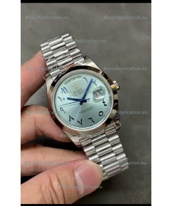 Rolex Day Date Presidential Stainless Steel ICE Blue Arab Dial Watch 40MM - 1:1 Mirror Quality