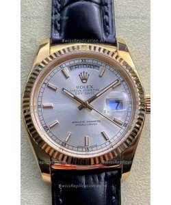 Rolex Day Date Yellow Gold Casing Watch in Steel Dial 36MM - 1:1 Mirror Quality 