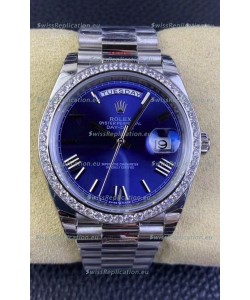 Rolex Day Date M228206-0015 904L Steel 40MM - Blue Dial 1:1 Mirror Replica