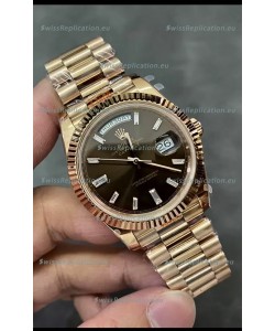 Rolex Day Date 40MM 228235 Rose Gold in Dark Brown Dial 1:1 Mirror Replica Watch