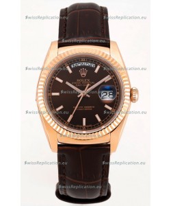 Rolex Day Date Rose Gold 904L Steel Casing Watch in Brown Dial 36MM - 1:1 Mirror Quality