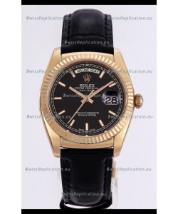 Rolex Day Date Rose Gold 904L Steel Casing Watch in Black Dial 36MM - 1:1 Mirror Quality