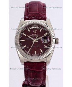 Rolex Day Date 904L Steel Casing Watch in Red Dial 36MM - 1:1 Mirror Quality