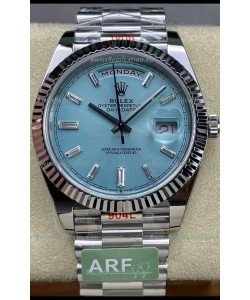 Rolex Day Date 904L Stainless Steel Tiffany Blue Stick Dial Watch 40MM - 1:1 Mirror Quality