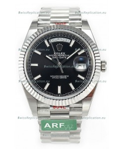Rolex Day Date Presidential Stainless Steel Black Dial Watch 40MM - 1:1 Mirror Quality