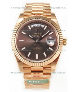 Rolex Day Date 40MM 1:1 Rose Gold in Brown Dial 1:1 Mirror Replica Watch