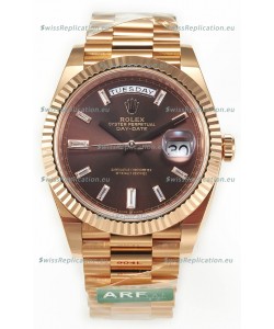 Rolex Day Date 40MM 1:1 Rose Gold in Brown Dial 1:1 Mirror Replica Watch