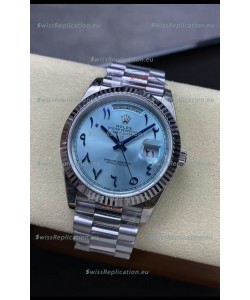 Rolex Day Date Presidential Stainless Steel ICE Blue Arab Dial Watch 40MM - 1:1 Mirror Quality