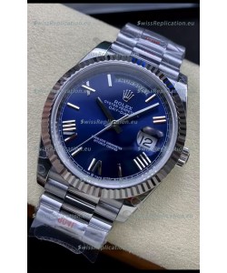 Rolex Day Date Presidential Stainless Steel Navy Blue Dial Watch 40MM - 1:1 Mirror Quality