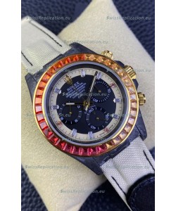 Rolex Daytona DiW Carbon Edition Rainbow Bezel - Forged Carbon Casing Beige Strap 1:1 Mirror Replica