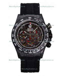 Rolex Daytona DiW Skeleton Carbon Edition Watch - Forged Carbon Casing Black Strap 1:1 Mirror Replica