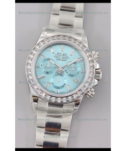 Rolex Cosmograph Daytona ICE Blue Dial Diamonds Bezel Cal.4130 Movement - 904L Steel Watch