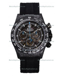 Rolex Daytona DiW Skeleton Carbon Edition Watch - Forged Carbon Casing Black Strap 1:1 Mirror Replica