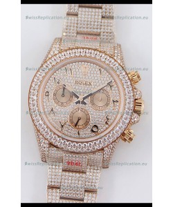 Rolex Cosmograph Daytona Rose Gold ICED OUT Cal.4130 Movement - 904L Steel Watch