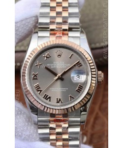 Rolex Datejust 36MM ETA-3135 Movement Swiss Replica in 904L Two Tone Grey Dial