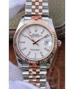 Rolex Datejust 36MM ETA-3135 Movement Swiss Replica in 904L Two Tone White Dial
