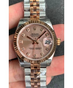 Rolex Datejust 31MM ETA-2671 Movement Swiss Replica in 904L Two Tone Rose Gold in Gold Dial