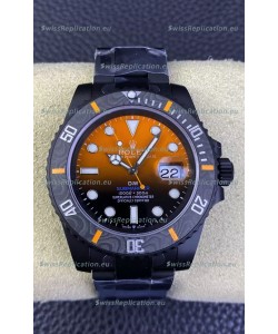 Rolex Submariner DiW Special Edition Watch in DLC Coating Carbon Bezel Orange Dial 