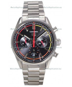 Tag Heuer Carrera Chronograph 42 Swiss Quartz Replica Watch Black Dial Steel Strap 