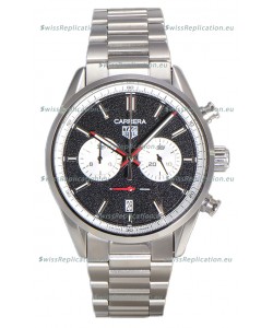 Tag Heuer Carrera Chronograph 43 Swiss Quartz Replica Watch Black Dial Steel Strap