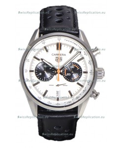 Tag Heuer Carrera Chronograph 43 Swiss Quartz Replica Watch White Dial Leather Strap