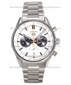 Tag Heuer Carrera Chronograph 43 Swiss Quartz Replica Watch White Dial Steel Strap 