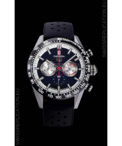 Tag Heuer Carrera Swiss Quartz Movement Replica Watch in Black Dial - Black Rubber Strap