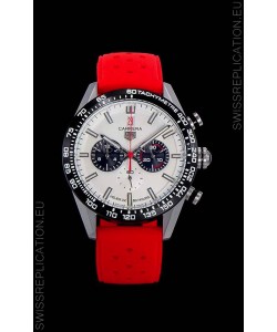 Tag Heuer Carrera Swiss Quartz Movement Replica Watch in White Dial - Red Rubber Strap