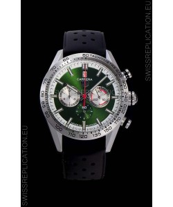 Tag Heuer Carrera Swiss Quartz Movement Replica Watch in Green Dial - Black Rubber Strap