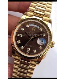 Rolex Day Date 128238 Presidential 18K Yellow Gold Watch 36MM - Brown Dial 1:1 Mirror Quality Watch