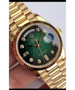 Rolex Day Date 128238 Presidential 18K Yellow Gold Watch 36MM - Green Dial 1:1 Mirror Quality Watch