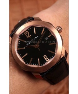 Bvlgari Octo Roma Edition 1:1 Mirror Replica in Rose Gold - Black Dial 